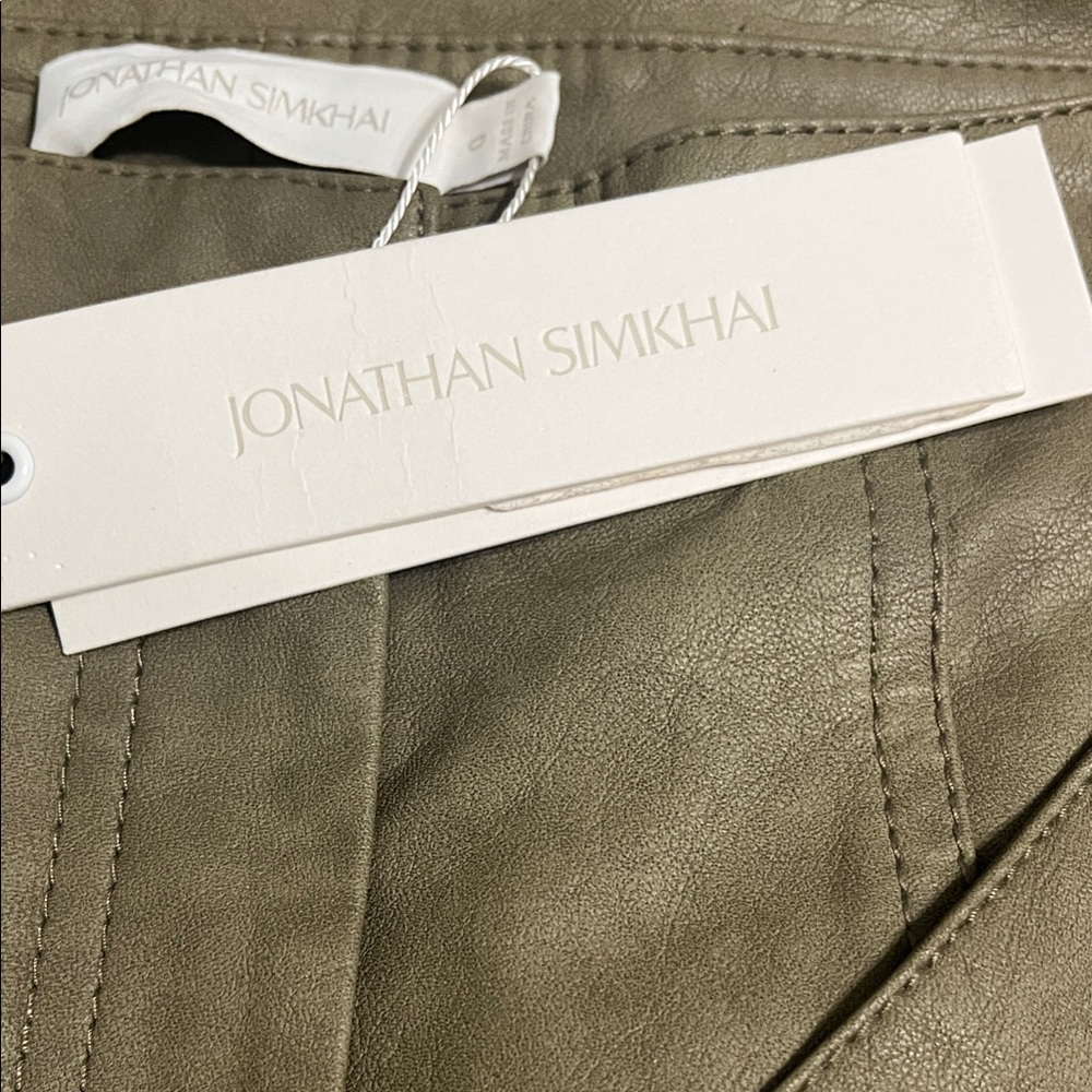 Jonathan Simkhai Olive Green Leather-Look Trousers
